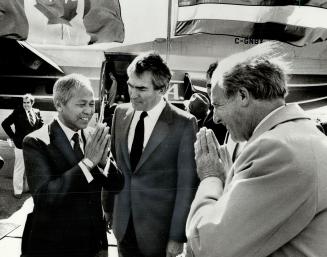 Thai prime minister, Prem Tinsulanonda arrives in Toronto yesterday accompanied by Solicitor-General Robert Kaplan