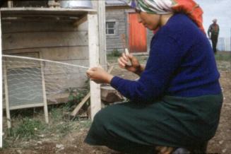 Tending to a fishing net