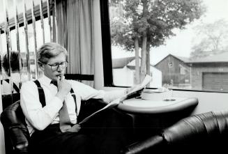 Future premier? NDP leader Bob Rae relaxed in his bus on the campaign trail through southwestern Ontario yesterday