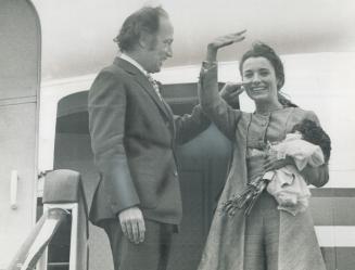 A tear for Russia - the Prime Minister wipes a tear from Margaret's eye as they leave Russia