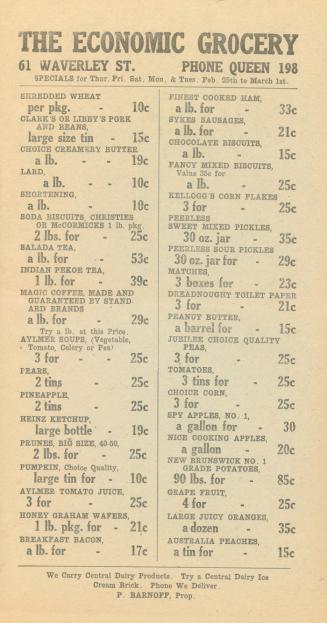 Economic grocery prices