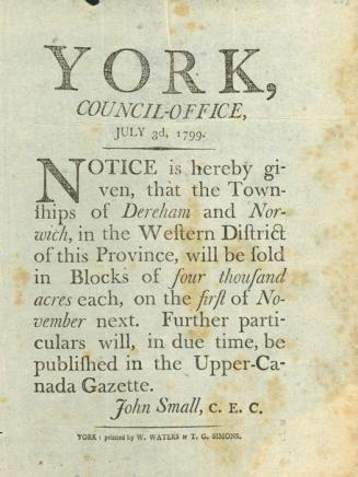 Worn broadsheet with small amount of text and title York Council-office and signed by John Smal…