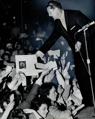 Fans Seek Welk's autograph. He Proved his Popularity with Torontonians