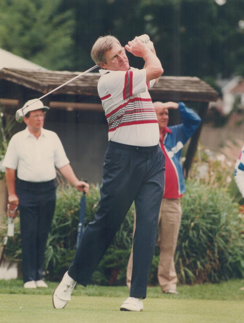 In fine form. Finance Minister Michael Wilson took part in a professional-executive golf tourney yesterday at Weston Golf Club and reports say his form was fine