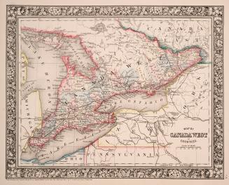 Map of Canada West in counties