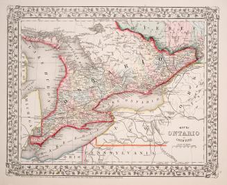 Map of Canada West in counties