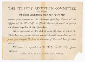 The Citizens' Reception Committee to the returning volunteers from the North-West