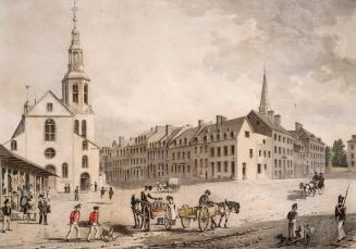 Quebec, Lower Canada, View of the Market Place and Catholic Church, Taken from the Barracks Fabricque Street