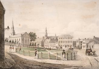 Québec, Lower Canada, View of the Place d'Armes & of the Episcopale Church of England, from the Garden of the Governor