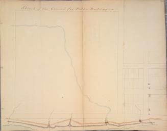 Image shows a sketch of public buildings.