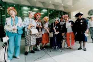 Protest group sings against high bank projects Bank of Montreal