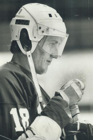 New view? Toronto Maple Leaf defenceman Borje Salming wears special protective eye shield during this week's workouts