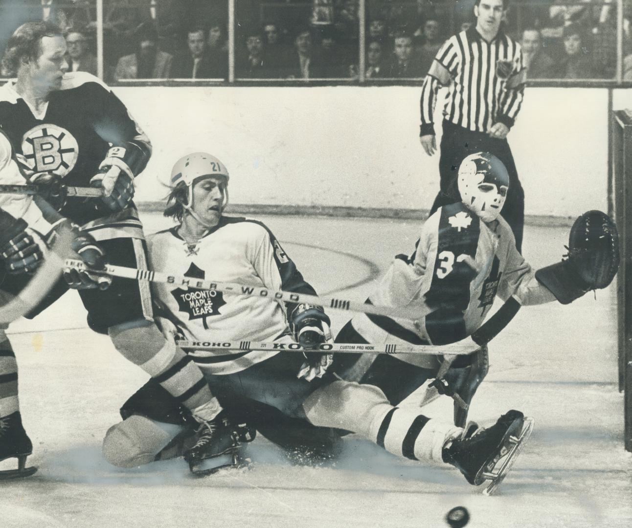 Leafs' rookie ace Borge Salming (21) may not score many goals but he stops lots of them