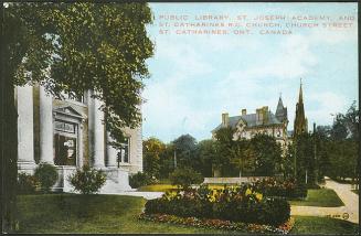 Public Library, St. Joseph Academy, and St. Catharines Roman Catholic Church, Church Street, St. Catharines, Ontario, Canada