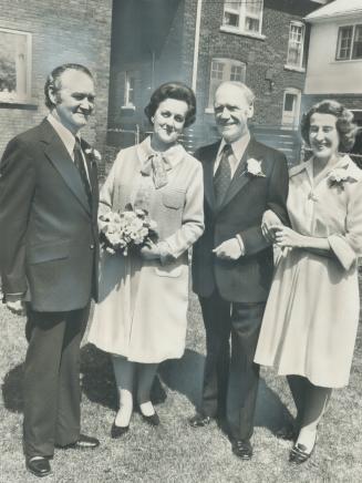 Everybody was caught off-guard this morning when Privy Council President Mitchell Sharp, 64, married Jeanette Dugal, 54, (second from left) in a quiet(...)