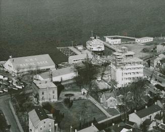 Shown in right centre is new Hydro Commissioners building, under construction with eye to future seaway needs