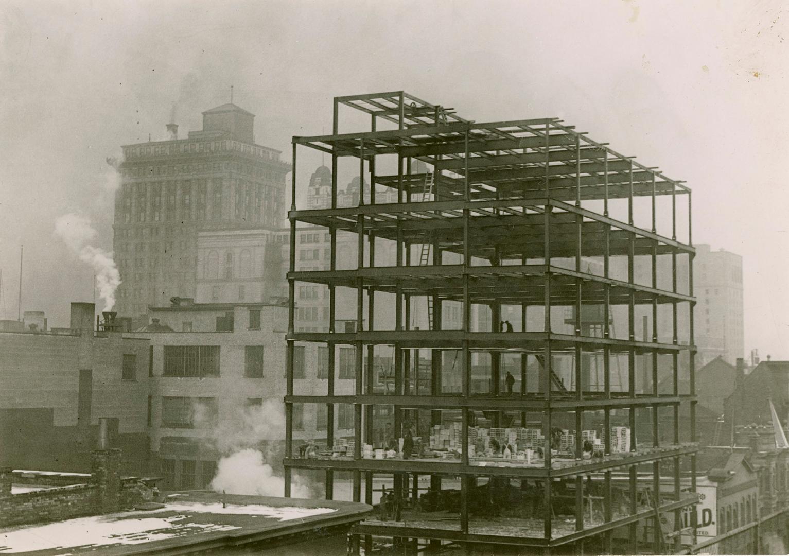 Toronto 1923, looking north east, showing Reford Building, Bay St