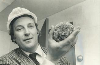 New home for Hedgehog: Kim Dormaar, assistant director of new Metro zoo, holds a hedgehog from Asia, one of 5,000 animals, birds, reptiles and fish which will live in the 700-acre zoo. In order to raise funds for the new zoo, Metro's six mayors and thousands of zoo supporters are today walking 15 miles in hopes of raising $500,000 towards $6 million zoo fund objective. The zoo, being built in northeastern corner of Scarborough, will open next summer.