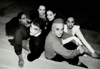 Above, fasion show choreographer Judith Ann Bates (at back) and hairstylist brothers Massimo, right and Giancarlo DeBerardinis, are surrounded by models.