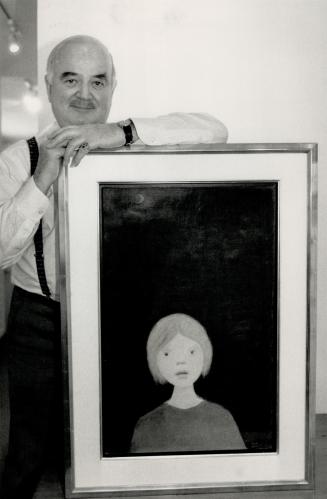 Automatists' show: Art dealer Simon Dresdnere with Petite Fille Dans Le Noir by Jean-Paul Lemieux. Exhibition runs to May 13.