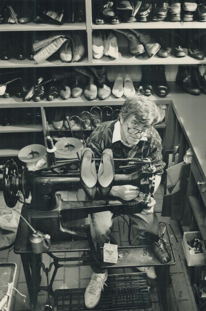 Repair man: Good old shoe polish is the cheapest way to extend the life of footwear, says Peter George, owner of Market Square Shoe Service. He has been in business for 23 years.