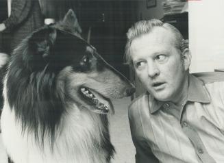 Rick Gilmore, president of CNA Assurance, mugs it up with one of his two purebred collies, Shane. Gil more has signed an agreement with Bob Nutbeem, a New found lander, which will provide coverage on the lives of purebred dogs belonging to members of Nut