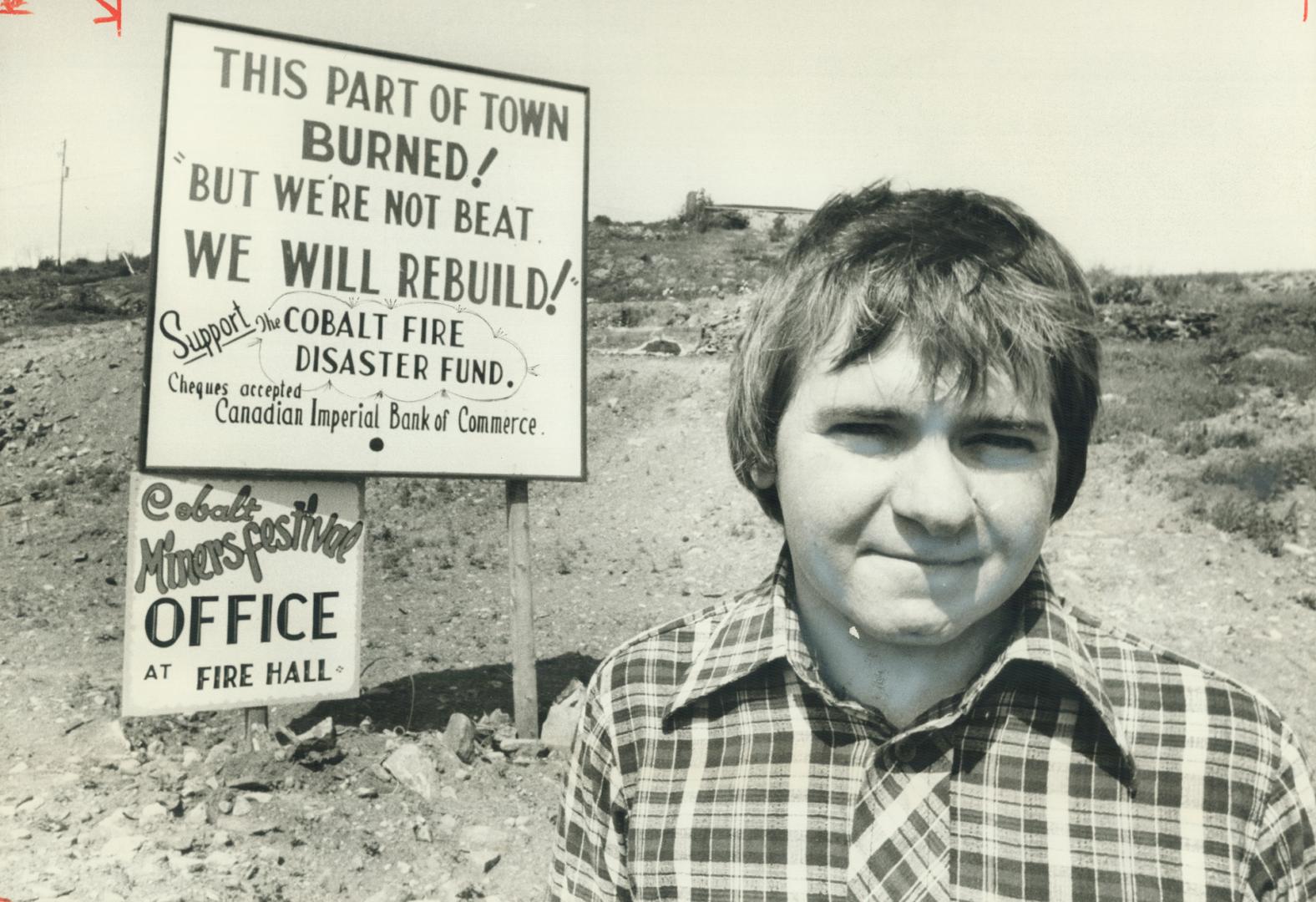 Coblats Mayour Bruce Lonsdale, 27, stands in front of site where town will be built