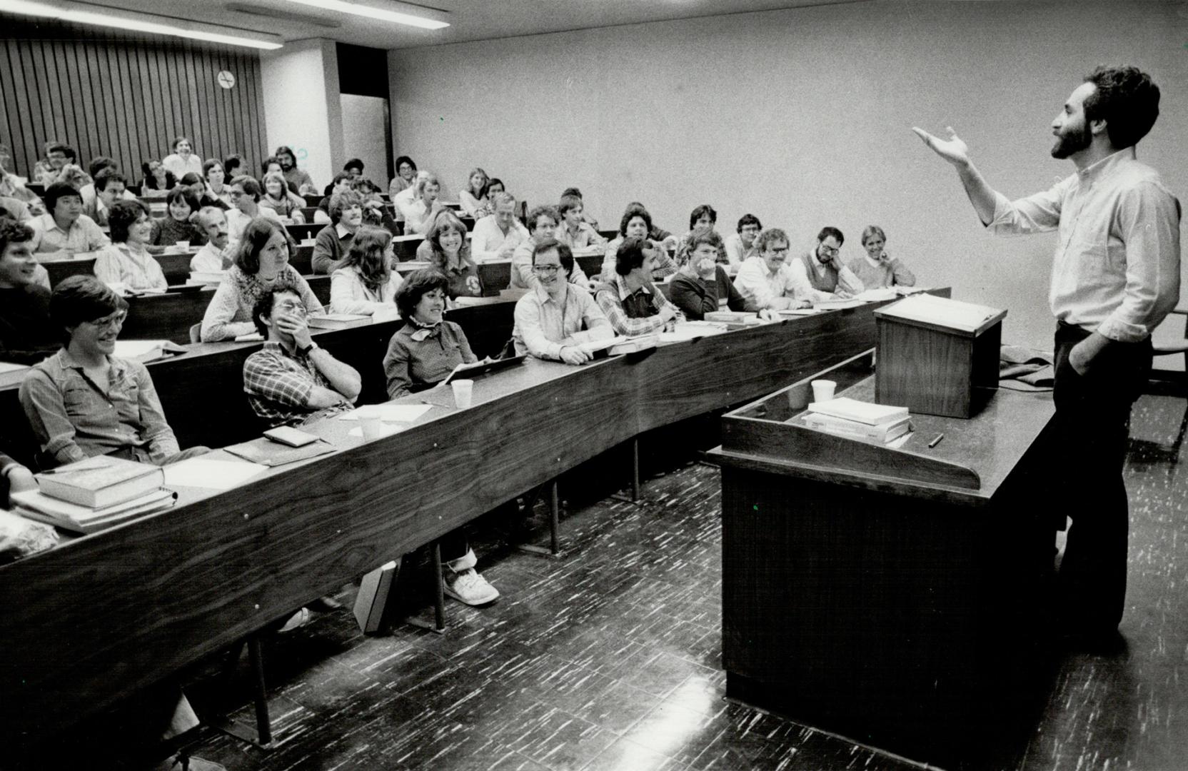 Constitutional study: Professor John Laskin, nephew of Supreme Court Chief Justice Boro Laskin, addressed his University of Toronto law class on the constitution yesterday