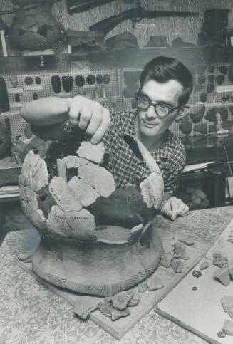 heologist John Morrison delicately assembles a 13th-century Indian king vessel from pieces he has excavated