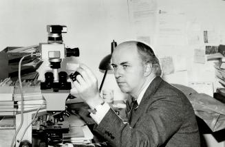 Tracing disease: Dr. Jim Nethercott looks at a slide of herpes virus at St. Michael's Hospital before he places it on his microscope. Since herpes isn't a reportable disease, there are no statistics showing how many people have active outbreaks, but the number of Canadians infected with genital herpes is estimated at 250,000 to 500,000.