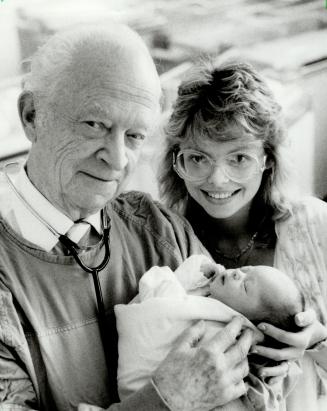 The magic's still there: After welcoming more than 1,000 babies to life at Queensway General Hospital, Dr. Alison Noble, 80, still knows how to handle them. Four-day-old Shantelle Gentle and mother Sandy join the founding father of the hospital, which celebrates its 30th year Sunday.