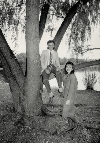 On a limb: Frank Psaila met his wife, Randi, when he was trimming the tree on her mother's lawn.