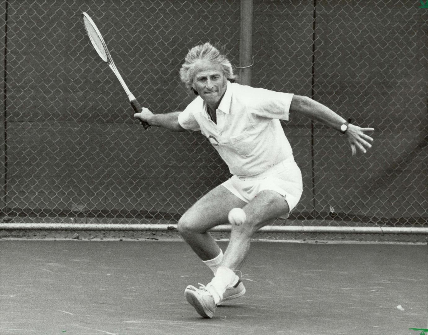 On the ball: Stuart Robbins, the new director and chairman of York University's physical education department, relaxes with a game of tennis.