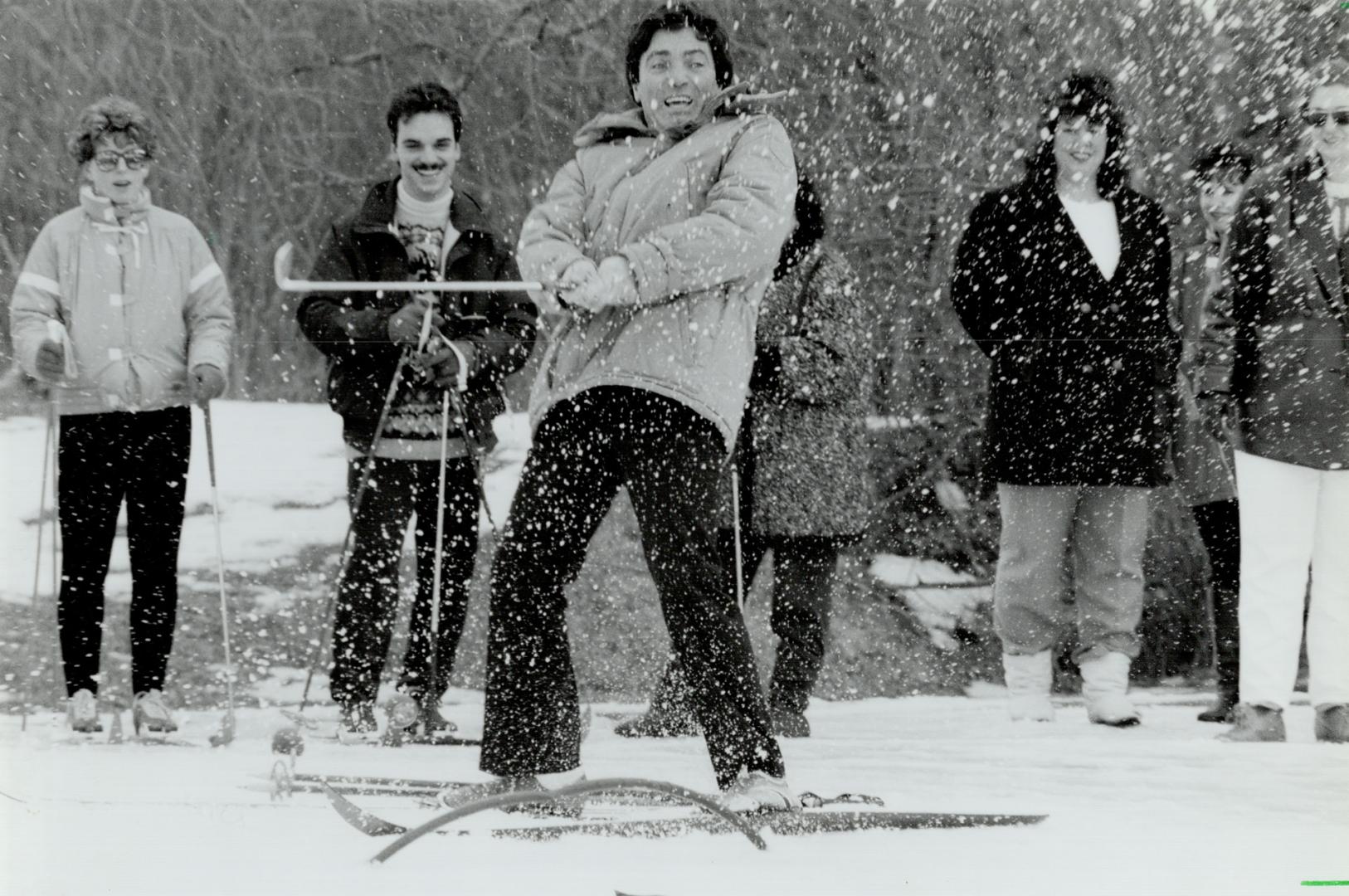 Snow Golf: Vaughan Councillor Gino Rosati practises his stroke for this weekend's fun at the city's Winterfest carnival at the Uplands Golf and Ski Centre in Thornhill