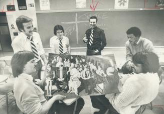 Teacher Ted Schmidt, centre, dramatizes to students that Jesus would sleep through most conventional church services