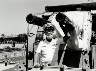 In concert: Commander Frank Stockwell of the HMCS Haida will give the order for the four-inch-wide A and B guns of the famous warship moored at Ontario Place to open fire - during a Toronto Symphony performance of Tchaikovsky's 1812 Overture