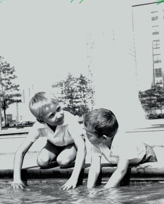 On their first day out in Toronto, young Martin Strazovec, 7, and his brother Juraj, 5, saw the sights with Star photographer Boris Spremo, and played in Nathan Phillips Square