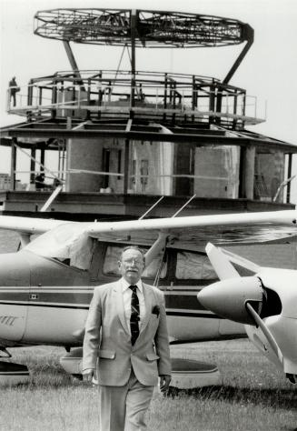 New look: Rising behind Toronto Island Airport manager Jerry Thornton, above, is the $3 million control tower that will be in operation next year