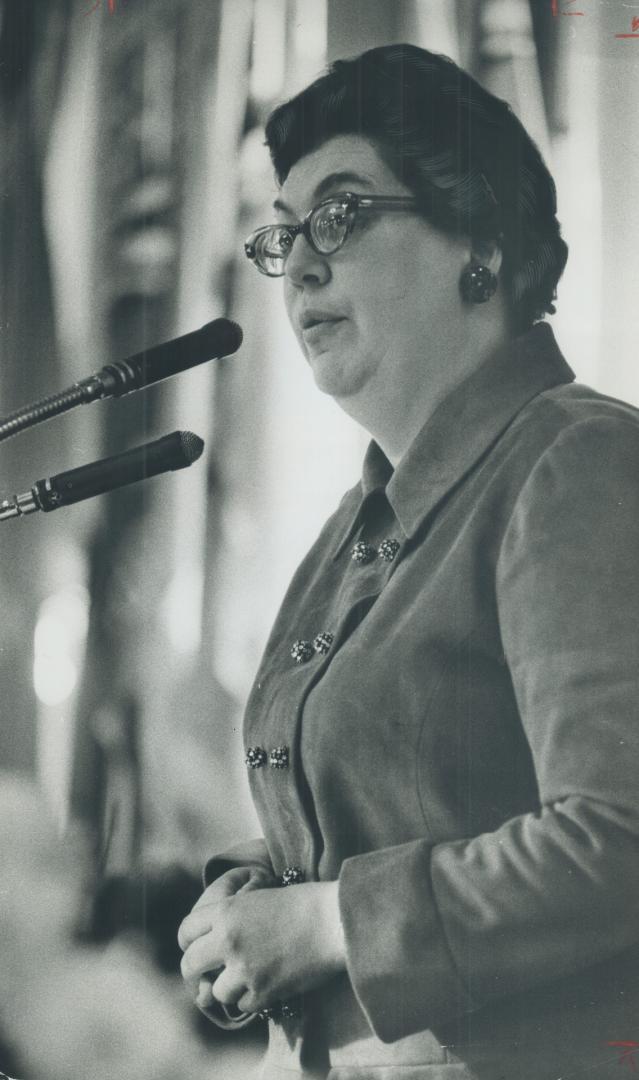 Conference headliner was Canada's secretary of state, Judy LaMarsh, who stood out in the crowd partly because she was one of the few women who chose not to wear a hat