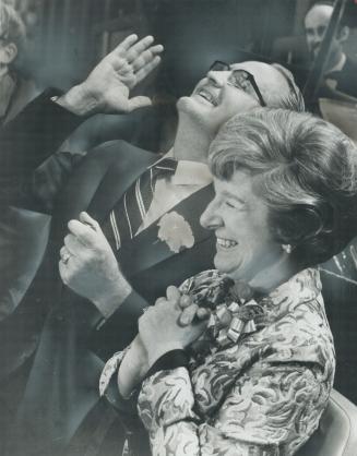 During presentation of a new car, given to him by Ontario New Democratic Party members at the leadership convention in Toronto, retiring party leader Donald C