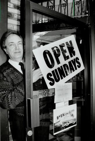 Defiant Storeowner: Furrier Paul Magder, a strong opponent of Sunday closing laws, is pictured today vowing he will open on Sunday.