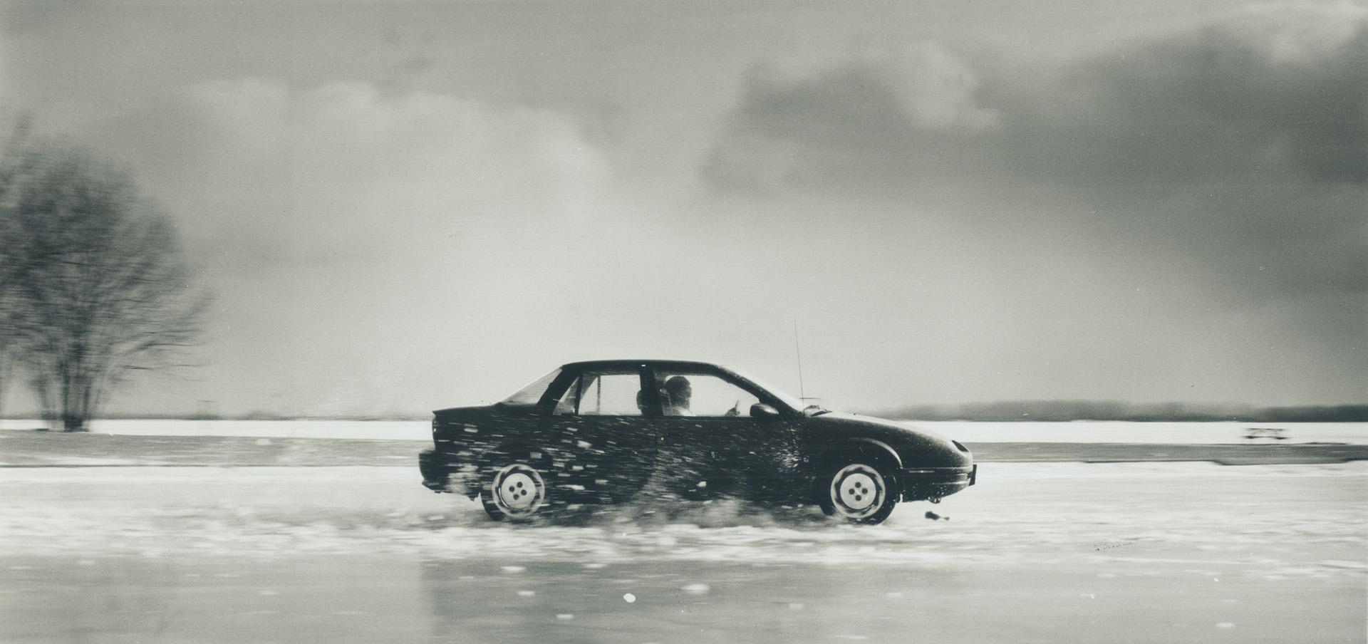 Wheels' John Mahler and our borrowed Saturn challenged snow, ice and dry pavement during testing of five mud-and-snow rated tires.