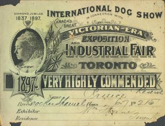 International dog show in connection with Canada's great Victorian-era exposition and industrial fair, Toronto