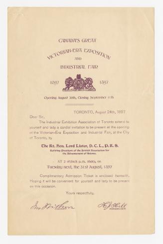 Canada's great Victorian-era exposition and industrial fair, 1897 : opening August 30th, closing September 11th