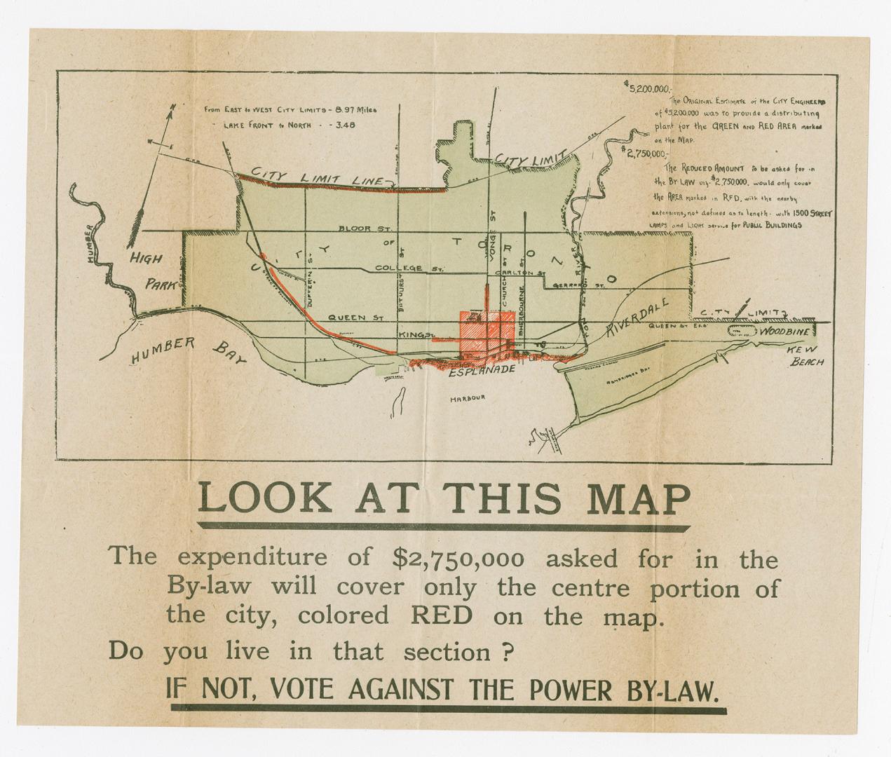 Look at this map : the expenditure of $2,750,000 asked for in the by-law will cover only the centre portion of the city ...