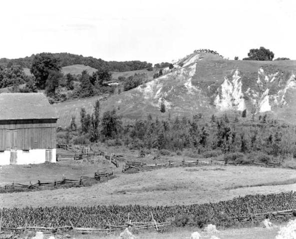 View of pasture and hills