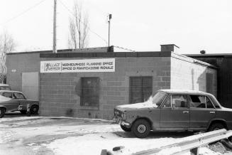 Wallace Emerson Neighbourhood Planning Office, lane behind Emerson Avenue (east side), between Lappin Avenue and Dupont Street, Toronto, Ont.