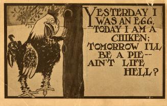 Yesterday I was an egg, today I am a chiken [sp]; tomorrow I'll be a pie -- aint life hell?