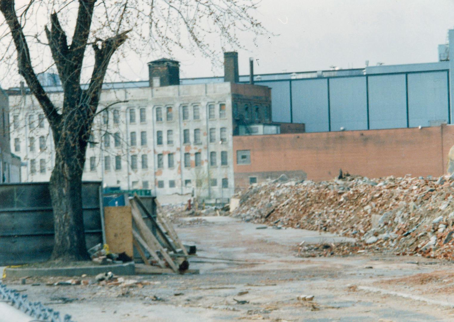 Demolition of Maple Leaf Mills, Junction Road, south side to north side of Canadian Pacific Railway tracks, between the west side of Cawthra Avenue and the west side of Old Weston Road, Toronto, Ont.