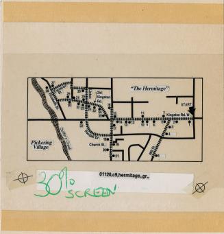 Self-guided tour map through Pickering Village.  Ajax, Ontario